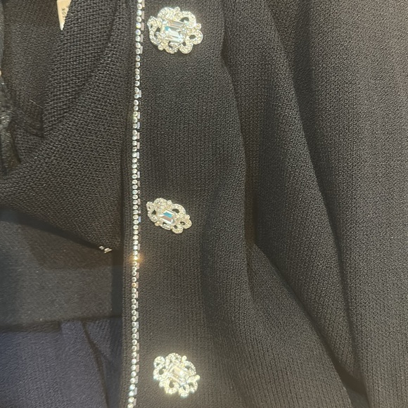 St. John Evening Santana Knit Black Blazer with Swarovski Crystal Accents